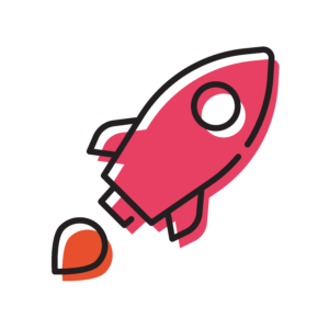spaceship graphic with offset stroke design