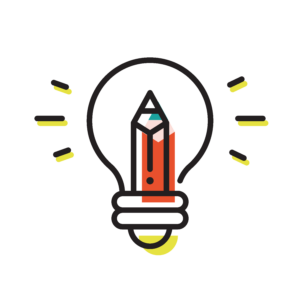 graphic of a pencil inside of a lightbulb with offset stroke design