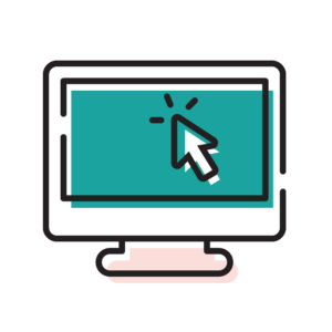 Mac monitor graphic with offset stroke design