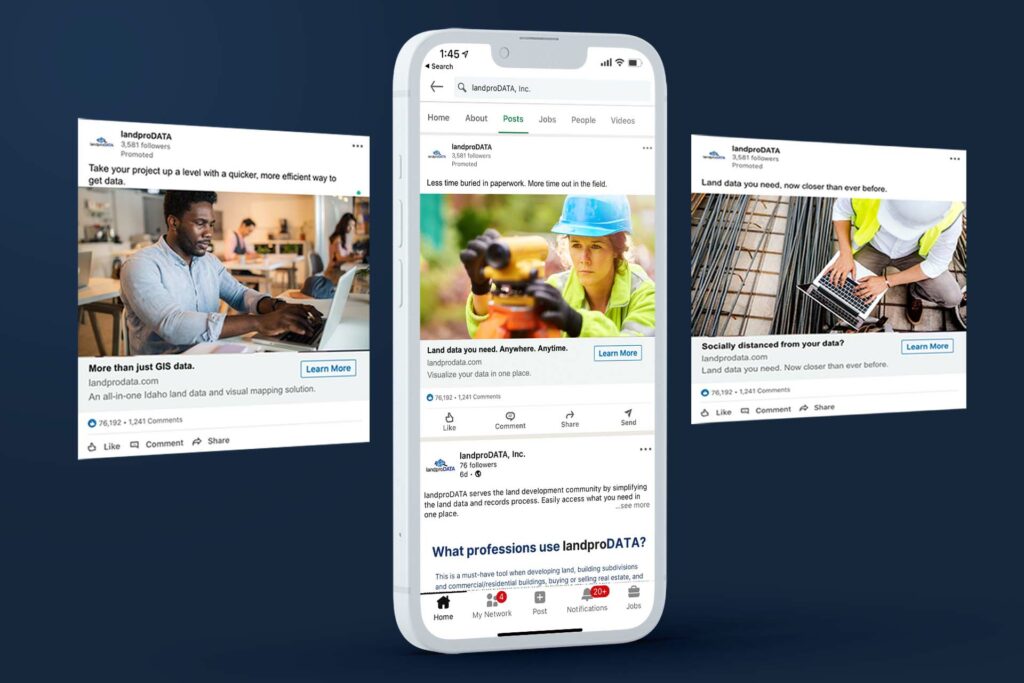 LinkedIn Ad Mockups for landproDATA