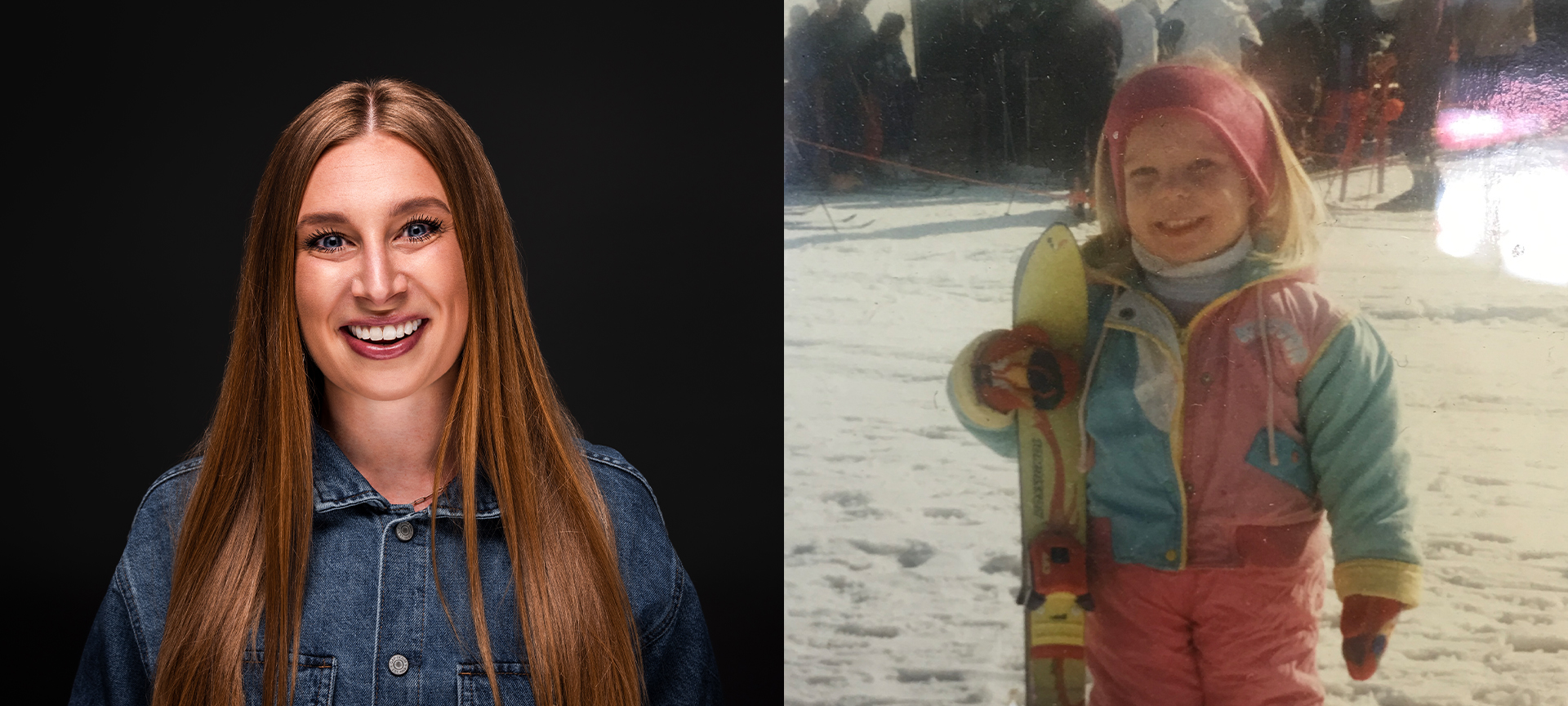 Split photo of Dori Mulvaney as an adult and as a child