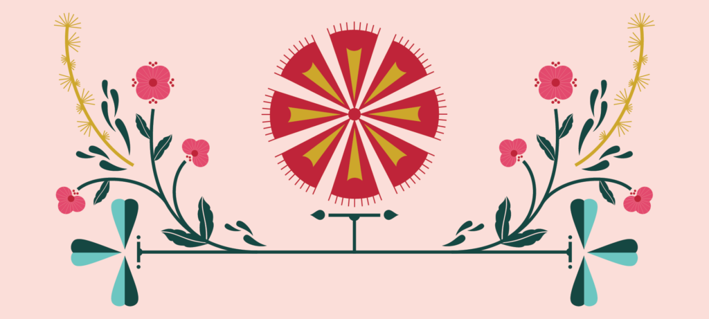 Illustration of flowers in a banner style.