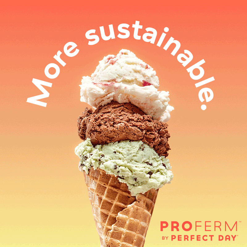 Proferm by Perfect Day ice cream scoop with three scoops.