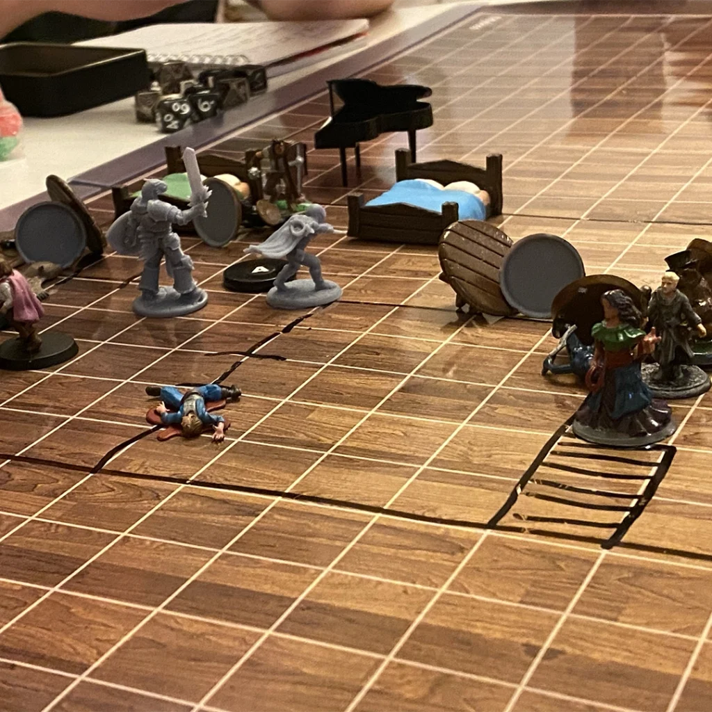 Figurines on a table from a board game